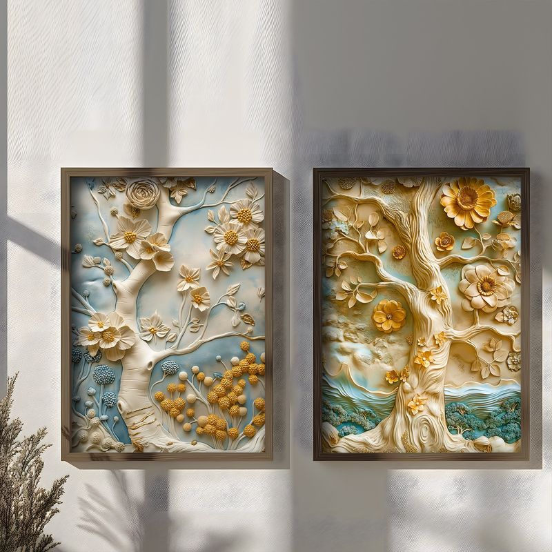Casa si Gradina - Decoratiuni - Tablouri - Set tablouri MDF cu ramă (2 bucăți) Wallxpert, MDF, ramă din lemn de pin, 70 x 50 x 3.5 cm, multicolor, 856EVL2851 - Infinity.ro