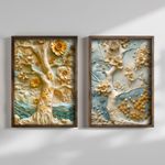 Casa si Gradina - Decoratiuni - Tablouri - Set tablouri MDF cu ramă (2 bucăți) Wallxpert, MDF, ramă din lemn de pin, 70 x 50 x 3.5 cm, multicolor, 856EVL2851 - Infinity.ro