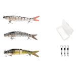 Sport si Outdoor - Sporturi acvatice - Pescuit - Nade si momeli - Set 3 naluci tip vobler FISHINGBOX MAKE FISHING BETTER pentru pescuit la stiuca, somn, salau, pastrav, kit momeli spinning 3 bucati, 14cm 27g, model 3 - Infinity.ro