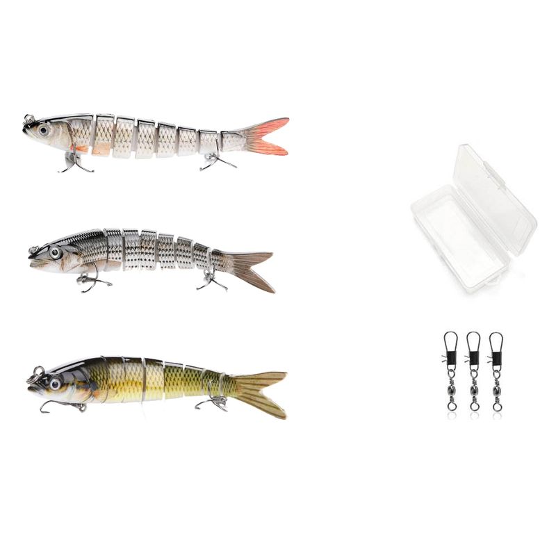 Sport si Outdoor - Sporturi acvatice - Pescuit - Nade si momeli - Set 3 naluci tip vobler FISHINGBOX MAKE FISHING BETTER pentru pescuit la stiuca, somn, salau, pastrav, kit momeli spinning 3 bucati, 14cm 27g, model 3 - Infinity.ro