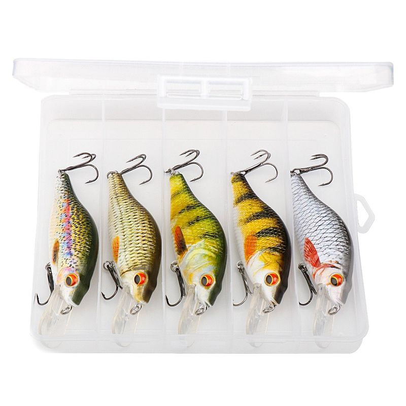 Sport si Outdoor - Sporturi acvatice - Pescuit - Nade si momeli - Set 5 voblere FISHINGBOX MAKE FISHING BETTER, 9cm 22.3g, pescuit la spinning de stiuca si somn, momeli realiste, naluci foarte calitative - Infinity.ro