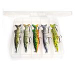 Sport si Outdoor - Sporturi acvatice - Pescuit - Nade si momeli - Set 5 voblere articulate pentru stiuca, 8 segmenti, FISHINGBOX MAKE FISHING BETTER, 12,5cm, 20gr, multicolor, sinking, slow sinking - Infinity.ro