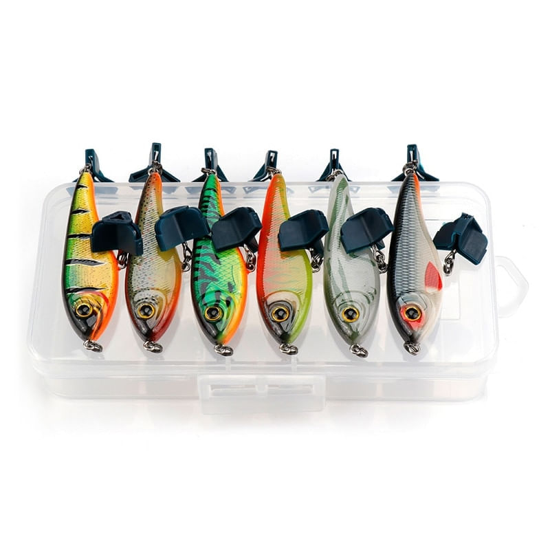 Sport si Outdoor - Sporturi acvatice - Pescuit - Nade si momeli - Set 6 naluci Jerkbait cu cutie de pescuit Mini Crankbaits VIB Wobblers Naluci de pescuit pentru stiuca somn salau - Infinity.ro