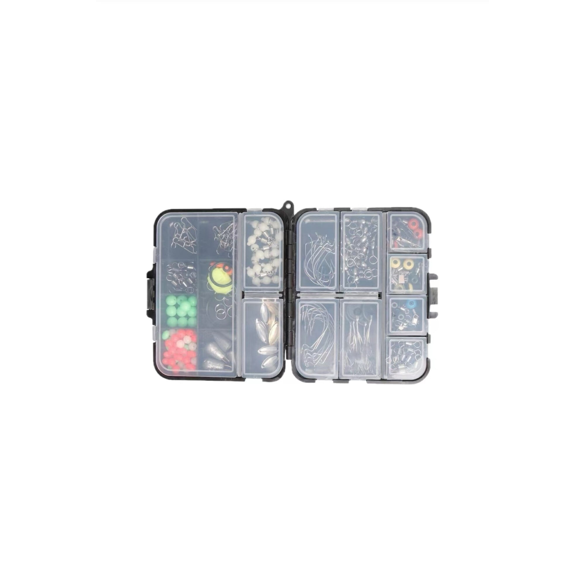 Set pescuit, 183 piese, accesorii si momeli, compact, multicolor