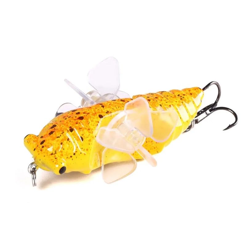 Sport si Outdoor - Sporturi acvatice - Pescuit - Nade si momeli - Vobler insecta cicada realist 7.8 cm, momeala artificiala cu dubla paleta rotativa, sunet si reflexii pentru atragerea pestilor rapitori la suprafata - Infinity.ro