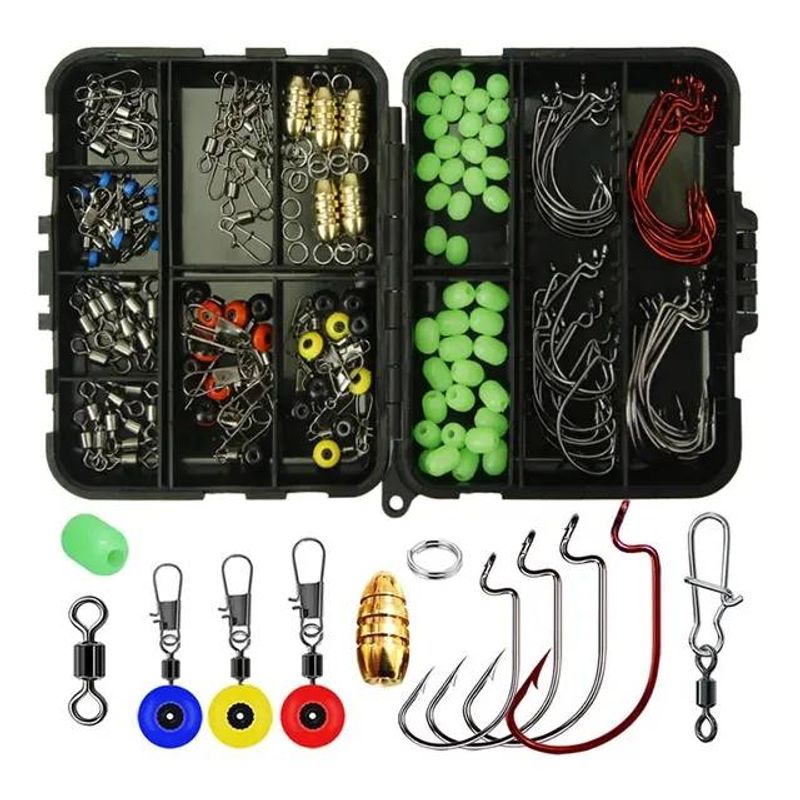 Sport si Outdoor - Sporturi acvatice - Pescuit - Plumbi si momitoare - Set 172 accesorii Fishingbox, pescuit la spinning, crap, carlige si greutati si accesorii pentru monturi pescuit - Infinity.ro
