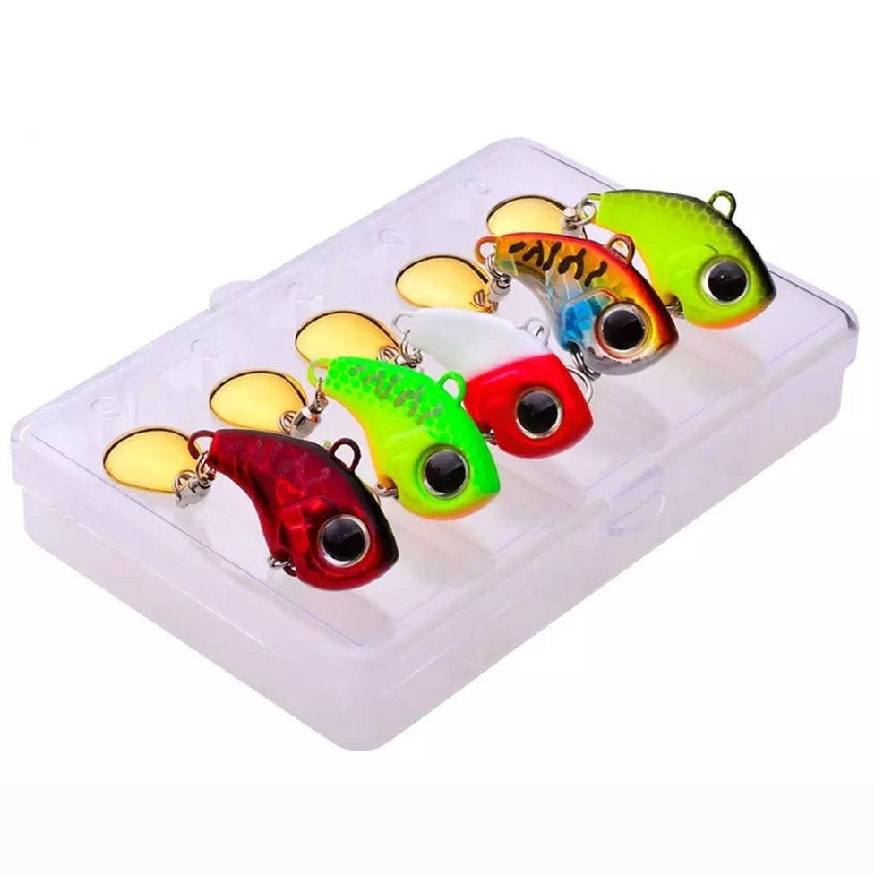 Set 5 momeli FISHINGBOX MAKE FISHING BETTER 5g de pescuit la adancime, lead fish spinner, cu coada rotativa cu paleta