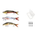 Sport si Outdoor - Sporturi acvatice - Pescuit - Nade si momeli - Set 3 naluci tip vobler FISHINGBOX MAKE FISHING BETTER pentru pescuit la stiuca, somn, salau, pastrav, kit momeli spinning 3 bucati, 14cm 27g, model 2 - Infinity.ro