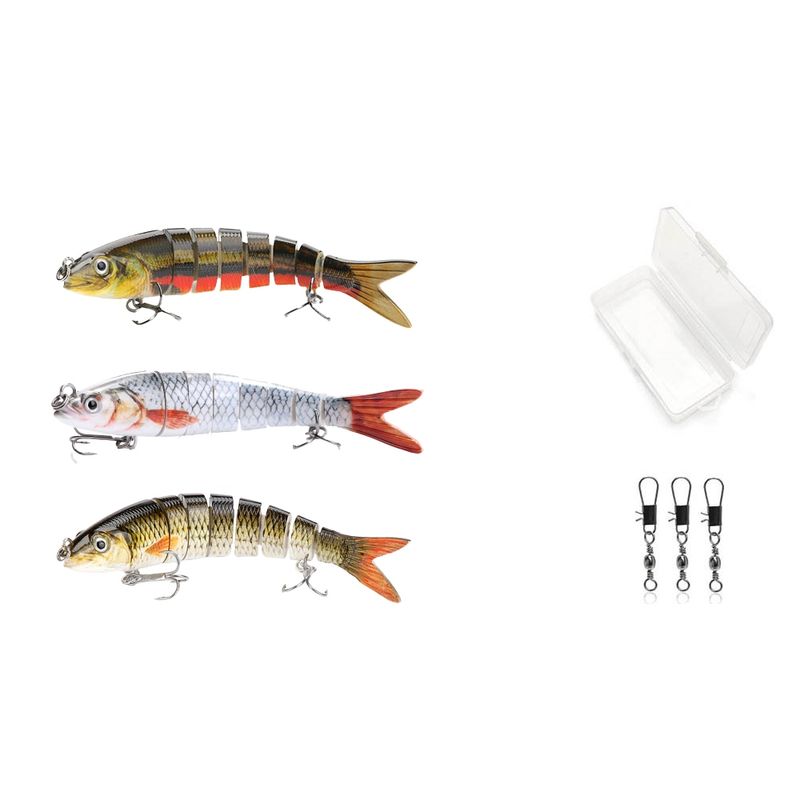 Sport si Outdoor - Sporturi acvatice - Pescuit - Nade si momeli - Set 3 naluci tip vobler FISHINGBOX MAKE FISHING BETTER pentru pescuit la stiuca, somn, salau, pastrav, kit momeli spinning 3 bucati, 14cm 27g, model 2 - Infinity.ro