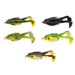 Sport si Outdoor - Sporturi acvatice - Pescuit - Nade si momeli - Set 5 broscute picioare rotative, silicon, suprafata, pescuit la stiuca si somn, floatint, culori naturale, 9cm 13.6g - Infinity.ro