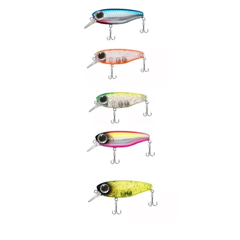 Sport si Outdoor - Sporturi acvatice - Pescuit - Nade si momeli - Set 5 Voblere Suspending Minnow pescuit clean, biban, pastrav, diferite culori, 38mm 2.7g, carlige duble, FISHINGBOX MAKE FISHING BETTER, model 1 - Infinity.ro