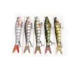 Sport si Outdoor - Sporturi acvatice - Pescuit - Nade si momeli - Set 5 voblere segmentate pentru pescuit stiuca, somn, salau, 8 segmenti, FISHINGBOX MAKE FISHING BETTER, 14cm, 23gr, multicolor, Crankbait, Swimbait - Infinity.ro