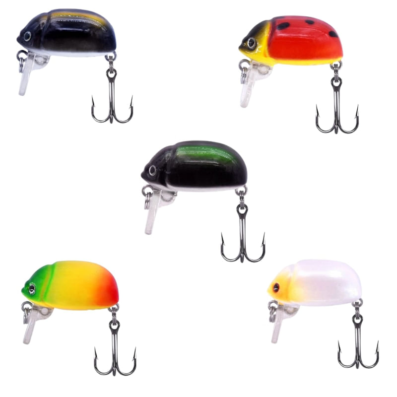 Sport si Outdoor - Sporturi acvatice - Pescuit - Nade si momeli - Set 5 voblere Makebass Ladybug, buburuza, insecta, 3cm 4g, pescuit la suprafata, pentru pescuit la clean, biban, pastrav - Infinity.ro