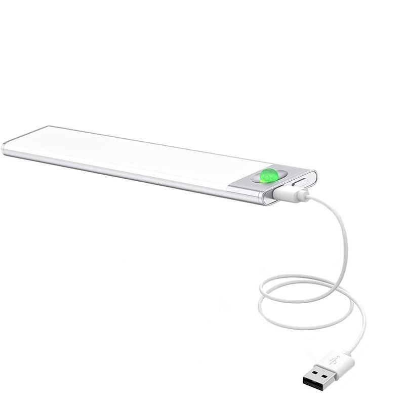 Casa si Gradina - Corpuri si surse de iluminat - Veioze si lampi - Lampi de veghe - Lampa LED senzor miscare Fishingbox, USB, 95lm, magnetica, dressing dulap baie hol scari, 30cm Silver - Infinity.ro