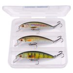 Sport si Outdoor - Sporturi acvatice - Pescuit - Nade si momeli - Set 3 voblere FISHINGBOX, momeli 3 buc/cutie, tip Minnow plutitor, biban stiuca, Crankbait, model 5 - Infinity.ro