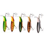 Sport si Outdoor - Sporturi acvatice - Pescuit - Nade si momeli - Set 5 Voblere FISHINGBOX, naluci floating cu coada rotativa, multicolor, 10cm 13g, stiuca clean salau - Infinity.ro