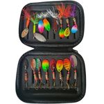 Sport si Outdoor - Sporturi acvatice - Pescuit - Nade si momeli - Set 16 lingurite rotative FISHINGBOX, vopsite electrostatic, geanta, clean biban pastrav, 3g-5.2g - Infinity.ro