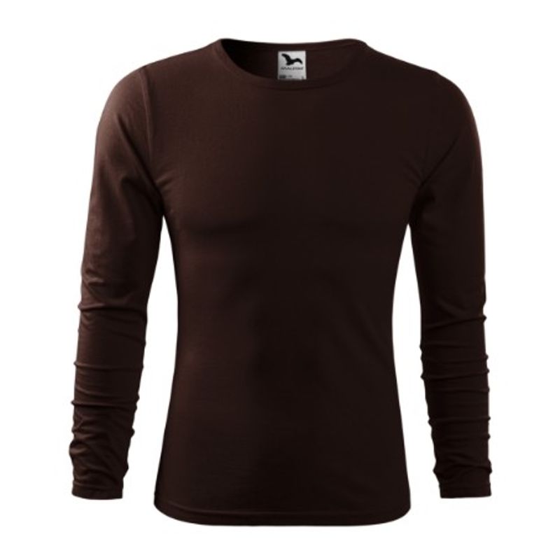 Fashion, accesorii si bijuterii - Barbati - Imbracaminte - Tricouri si bluze barbati - Tricou pentru barbati Malfini Fit-T LS 119, bumbac 160 g/mp, slim fit, maneca lunga, cafea - S - Infinity.ro