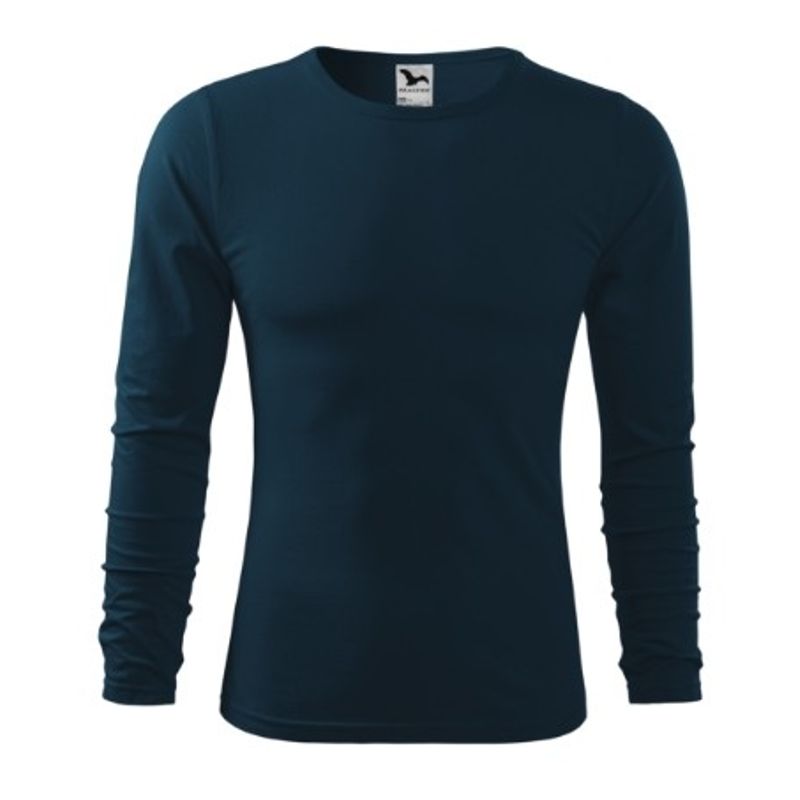 Fashion, accesorii si bijuterii - Barbati - Imbracaminte - Tricouri si bluze barbati - Tricou pentru barbati Malfini Fit-T LS 119, bumbac 160 g/mp, slim fit, maneca lunga, albastru - M - Infinity.ro