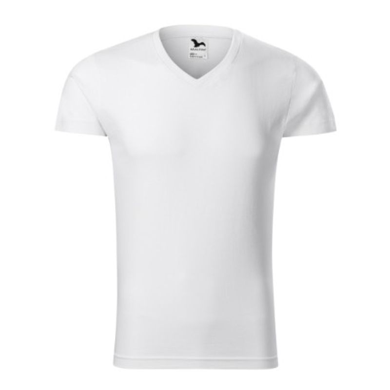 Fashion, accesorii si bijuterii - Barbati - Imbracaminte - Tricouri si bluze barbati - Tricou pentru barbati, Slim Fit V-neck 146, Malfini, alb - S - Infinity.ro