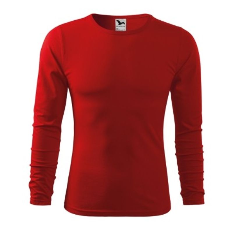 Fashion, accesorii si bijuterii - Barbati - Imbracaminte - Tricouri si bluze barbati - Tricou pentru barbati Malfini Fit-T LS 119, bumbac 160 g/mp, slim fit, maneca lunga, roşu - 2XL - Infinity.ro