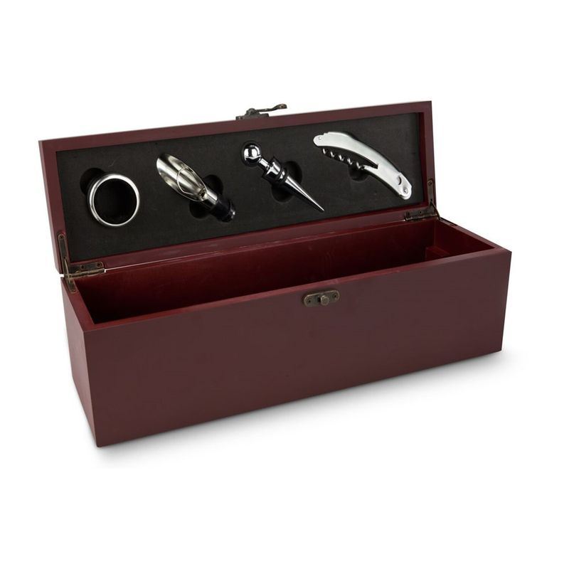 Casa si Gradina - Bucatarie si vesela - Accesorii bar - Tirbusoane si dopuri - Cutie accesorii vin Rominox Vino Classic, lemn, 4 accesorii, prezentare cadou, fara vin - Infinity.ro