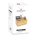 Carti si Birotica - Birotica - Accesorii de birou - Suporturi accesorii birou - Organizator birou Rominox Butler, bambus, 3 compartimente, tava detasabila, design compact - Infinity.ro