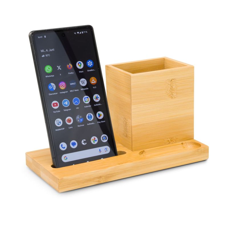 Carti si Birotica - Birotica - Accesorii de birou - Suporturi accesorii birou - Organizator birou Rominox Desk, bambus, suport telefon, compartimente, 18 x 9 x 10 cm - Infinity.ro
