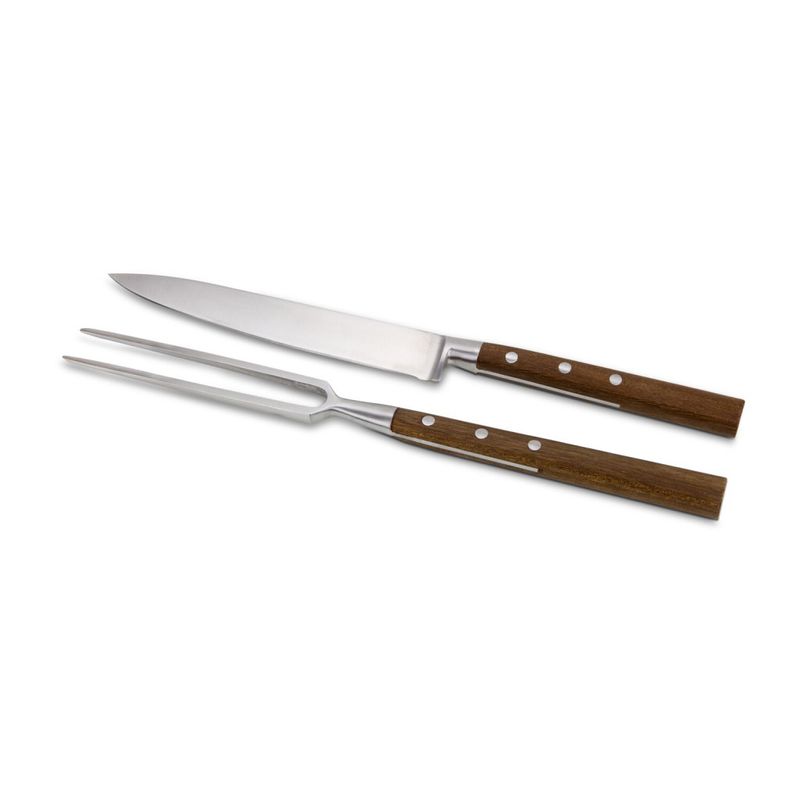 Casa si Gradina - Bucatarie si vesela - Vesela si tacamuri - Cutite si seturi de cutite - Set transare Rominox Scolpi, cutit si furculita, lemn piersic, cutie cadou, 32 cm, inox - Infinity.ro