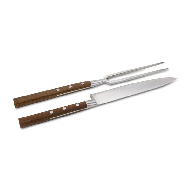 Casa si Gradina - Bucatarie si vesela - Vesela si tacamuri - Cutite si seturi de cutite - Set transare Rominox Scolpi, cutit si furculita, lemn piersic, cutie cadou, 32 cm, inox - Infinity.ro