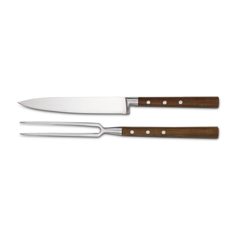 Casa si Gradina - Bucatarie si vesela - Vesela si tacamuri - Cutite si seturi de cutite - Set transare Rominox Scolpi, cutit si furculita, lemn piersic, cutie cadou, 32 cm, inox - Infinity.ro