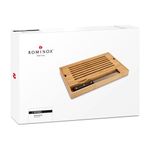 Casa si Gradina - Bucatarie si vesela - Ustensile bucatarie - Tocatoare de bucatarie - Set taiere paine Rominox Krumel, tocator bambus, tava firimituri detasabila, cutit, 38 x 25 cm - Infinity.ro