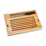 Casa si Gradina - Bucatarie si vesela - Ustensile bucatarie - Tocatoare de bucatarie - Set taiere paine Rominox Krumel, tocator bambus, tava firimituri detasabila, cutit, 38 x 25 cm - Infinity.ro