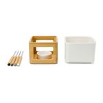 Casa si Gradina - Bucatarie si vesela - Vesela si tacamuri - Vesela desert - Set fondue ciocolata Rominox Dolce, ceramica, bambus, 4 furculite, suport lumanare, 11 x 15 cm - Infinity.ro