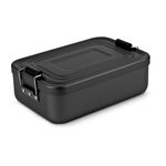 Casa si Gradina - Bucatarie si vesela - Organizare si depozitare bucatarie - Cutii alimentare - Lunchbox Rominox Quadra Matt Black, 900 ml, aluminiu, separator ajustabil, inchidere etansa - Infinity.ro