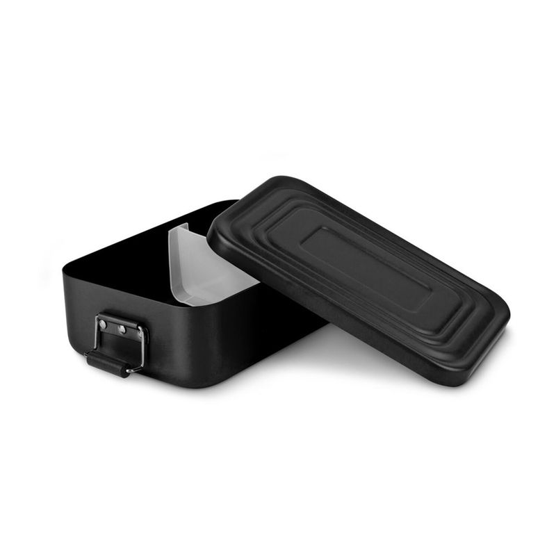 Casa si Gradina - Bucatarie si vesela - Organizare si depozitare bucatarie - Cutii alimentare - Lunchbox Rominox Quadra Matt Black, 900 ml, aluminiu, separator ajustabil, inchidere etansa - Infinity.ro