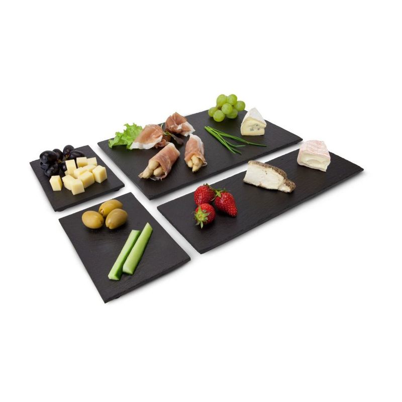 Casa si Gradina - Bucatarie si vesela - Vesela si tacamuri - Platouri de bucatarie - Set 4 platouri Rominox Tapas Ardesia, ardezie naturala, pentru aperitive, tapas si desert - Infinity.ro
