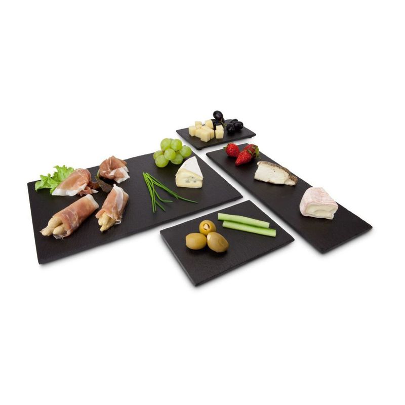 Casa si Gradina - Bucatarie si vesela - Vesela si tacamuri - Platouri de bucatarie - Set 4 platouri Rominox Tapas Ardesia, ardezie naturala, pentru aperitive, tapas si desert - Infinity.ro