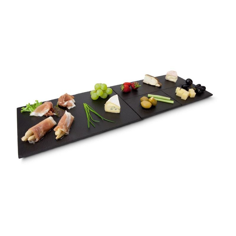 Casa si Gradina - Bucatarie si vesela - Vesela si tacamuri - Platouri de bucatarie - Set 4 platouri Rominox Tapas Ardesia, ardezie naturala, pentru aperitive, tapas si desert - Infinity.ro