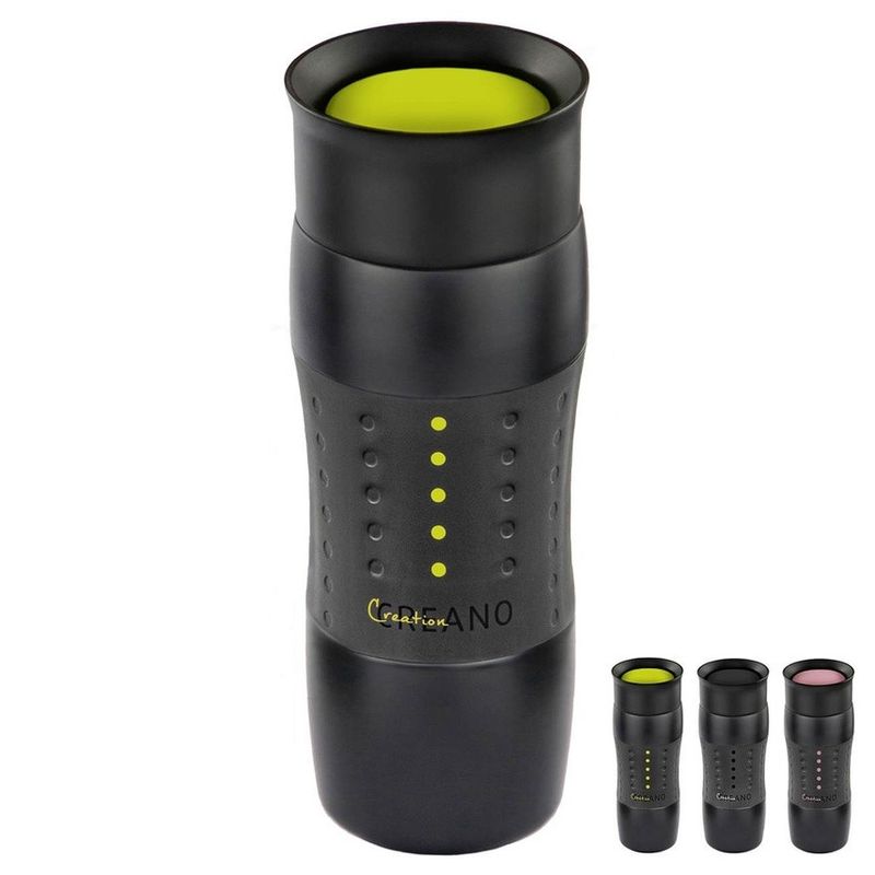 Casa si Gradina - Bucatarie si vesela - Accesorii bar - Termosuri si Cani termos - Cana termos Creano Design Travel Mug, 420 ml, inox, etansa, deschidere 360, verde - Infinity.ro