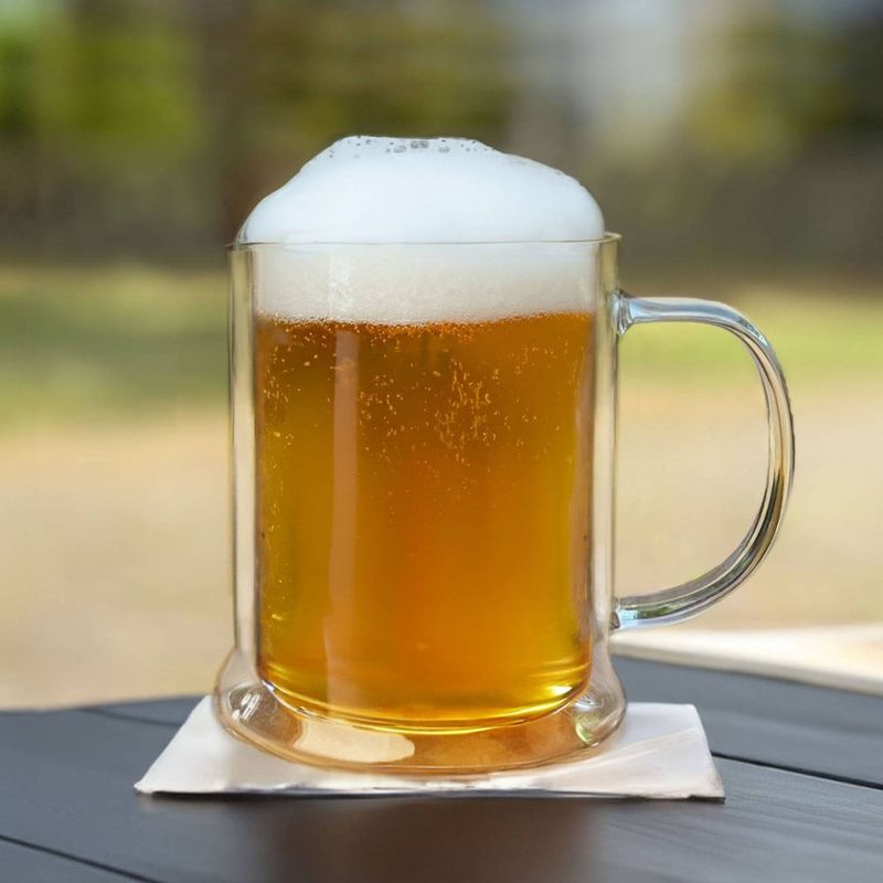 Casa si Gradina - Bucatarie si vesela - Cani si pahare - Pahare - Halba termica Creano pentru bere, 500 ml, sticla borosilicata, perete dublu, cu maner - Infinity.ro