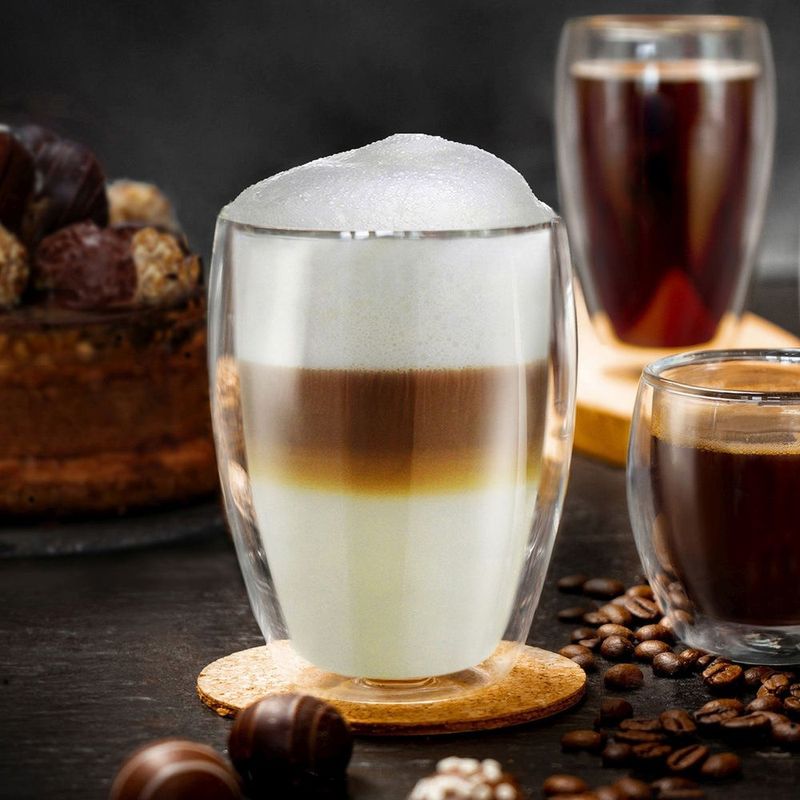 Casa si Gradina - Bucatarie si vesela - Cani si pahare - Pahare - Set 6 pahare termice XXL Creano, 400 ml, sticla borosilicata, perete dublu, pentru latte - Infinity.ro