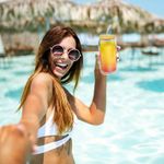 Casa si Gradina - Bucatarie si vesela - Cani si pahare - Pahare - Set 2 pahare Creano, 360 ml, perete dublu, cu capac din bambus si pai, pentru smoothie si bubble tea - Infinity.ro