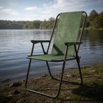 Sport si Outdoor - Camping - Mobilier pentru camping - Scaune camping - Scaun pliabil de gradina cu spatar inalt, verde, cadru metalic, max. 100 kg, 51x53x90 cm - Infinity.ro