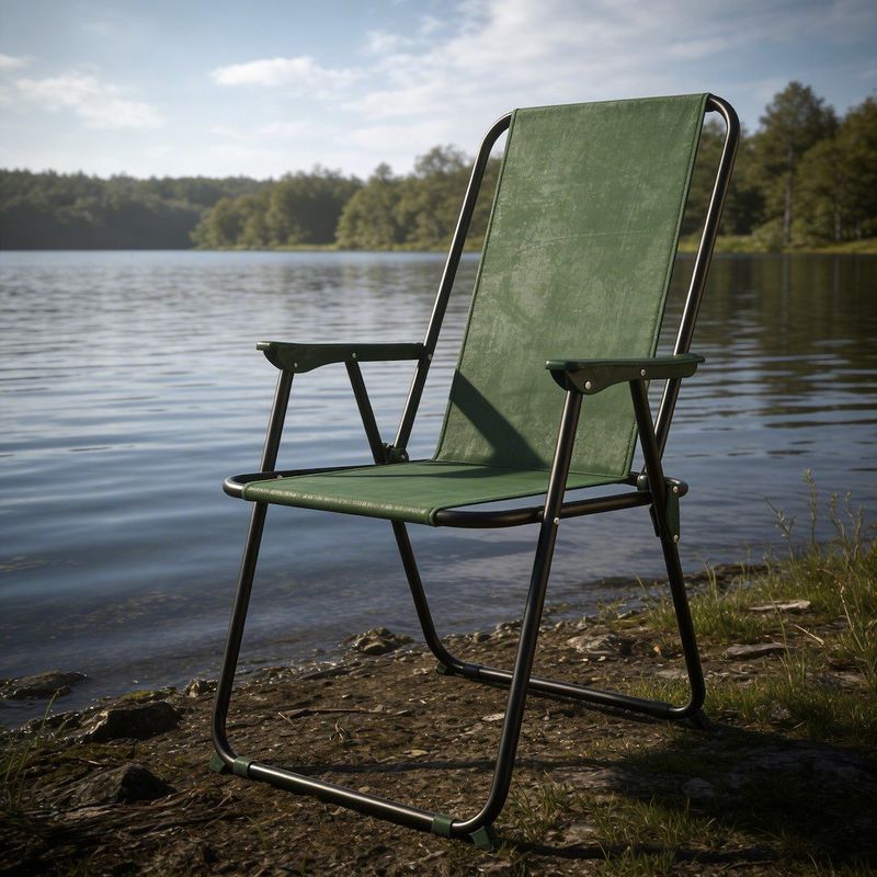 Sport si Outdoor - Camping - Mobilier pentru camping - Scaune camping - Scaun pliabil de gradina cu spatar inalt, verde, cadru metalic, max. 100 kg, 51x53x90 cm - Infinity.ro