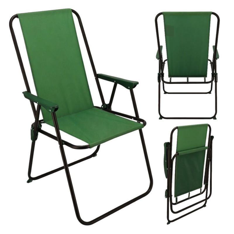 Sport si Outdoor - Camping - Mobilier pentru camping - Scaune camping - Scaun pliabil de gradina cu spatar inalt, verde, cadru metalic, max. 100 kg, 51x53x90 cm - Infinity.ro