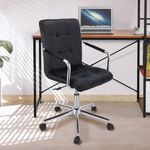 Casa si Gradina - Mobilier - Scaune si fotolii - Scaune - Scaun de birou QUATRO, Jumi, catifea neagra, reglabil pe inaltime, cu roti si brate metalice - Infinity.ro