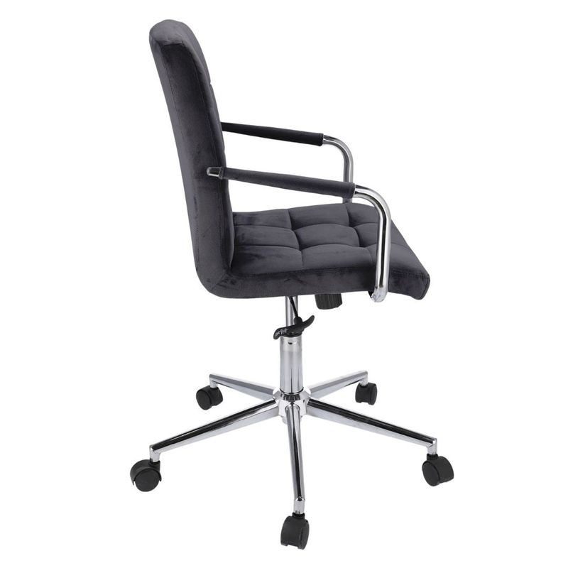 Casa si Gradina - Mobilier - Scaune si fotolii - Scaune - Scaun de birou QUATRO, Jumi, catifea neagra, reglabil pe inaltime, cu roti si brate metalice - Infinity.ro