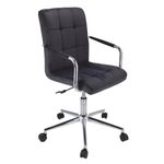 Casa si Gradina - Mobilier - Scaune si fotolii - Scaune - Scaun de birou QUATRO, Jumi, catifea neagra, reglabil pe inaltime, cu roti si brate metalice - Infinity.ro