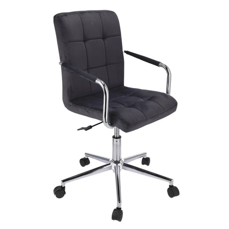 Casa si Gradina - Mobilier - Scaune si fotolii - Scaune - Scaun de birou QUATRO, Jumi, catifea neagra, reglabil pe inaltime, cu roti si brate metalice - Infinity.ro
